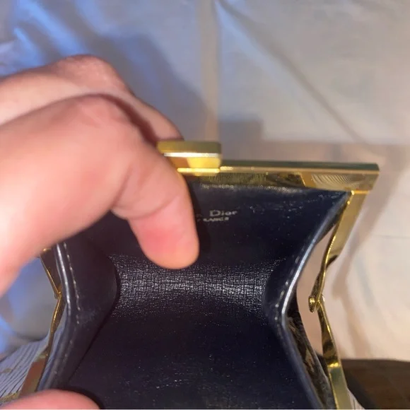 Dior Monogram Navy  and Tan Coin Purse - Picture 4 of 5